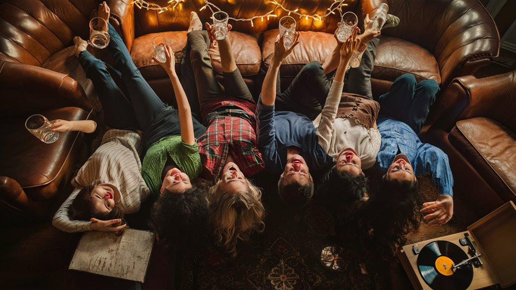 happy group singing music